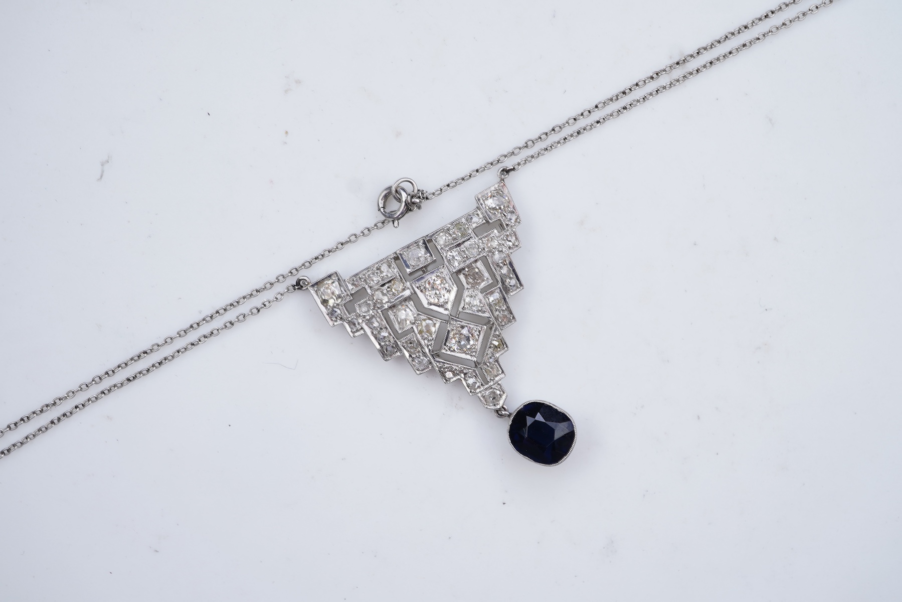 An Art Deco diamond pendant, 1930s and later